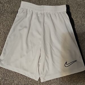 Nike Men's White Shorts with Black Swoosh